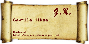 Gavrila Miksa névjegykártya